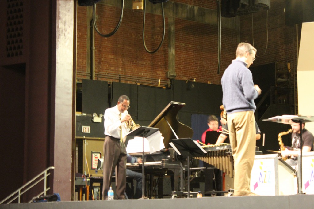 Ron Miles (left) rehearses with the the Jazz Lab Band 